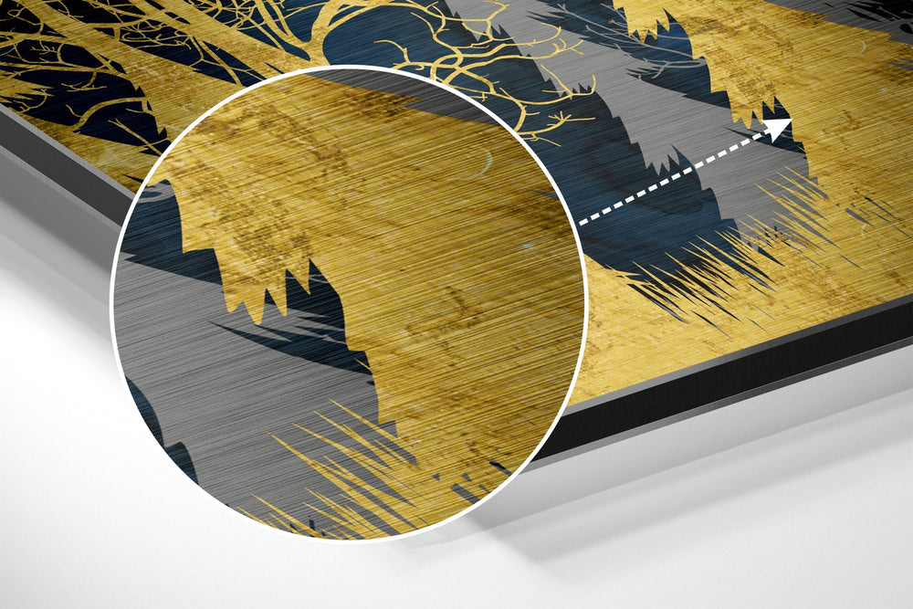 Golden Forest Brushed Aluminium Dibond Wall Art.