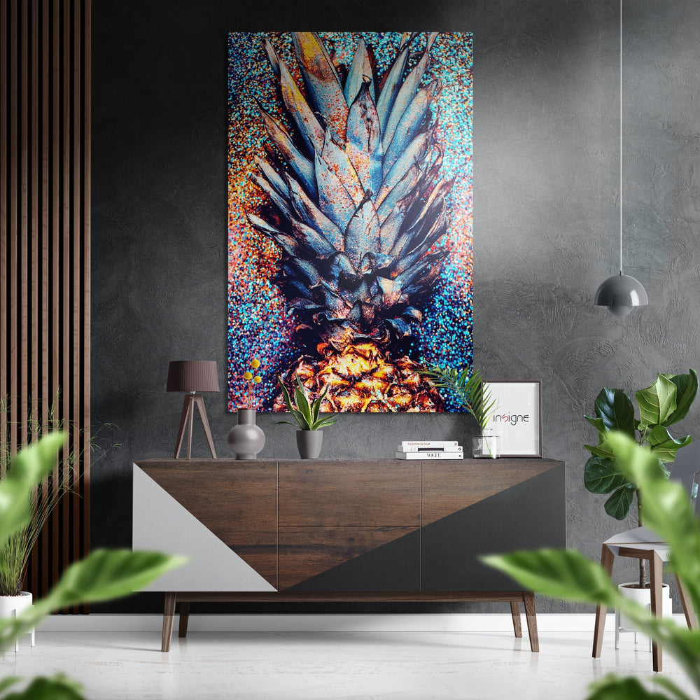 Pineapple Brushed Aluminium Dibond Wall Art.