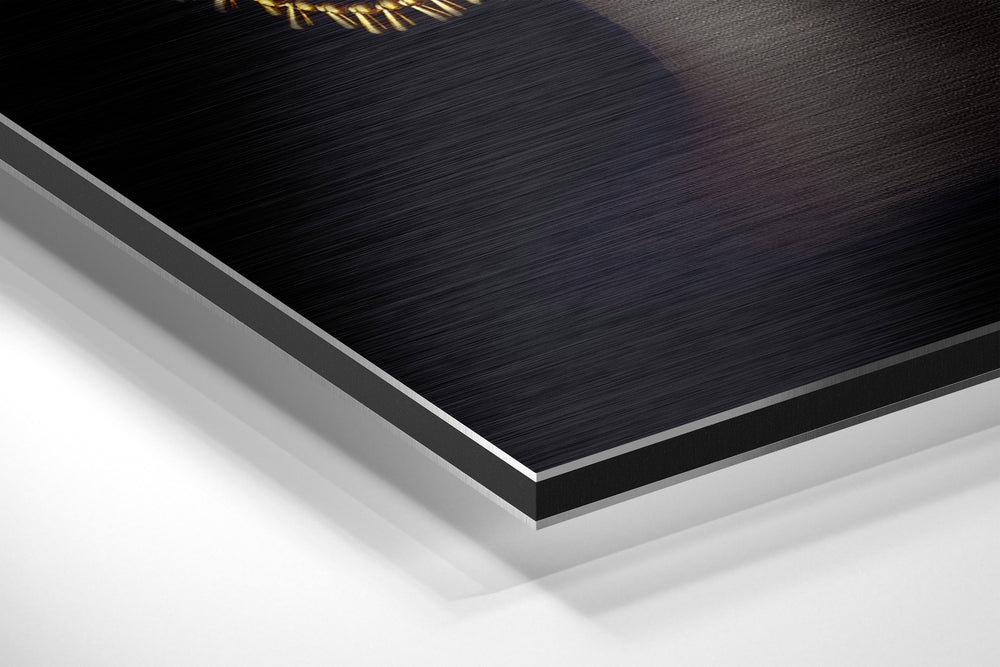 Golden Woman Brushed Aluminium Dibond Wall Art.
