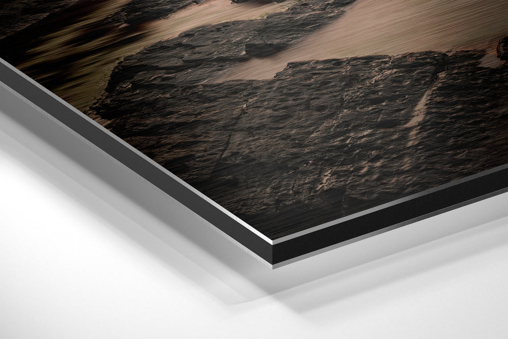 Sunset and Mountains Brushed Aluminium Dibond Wall Art.