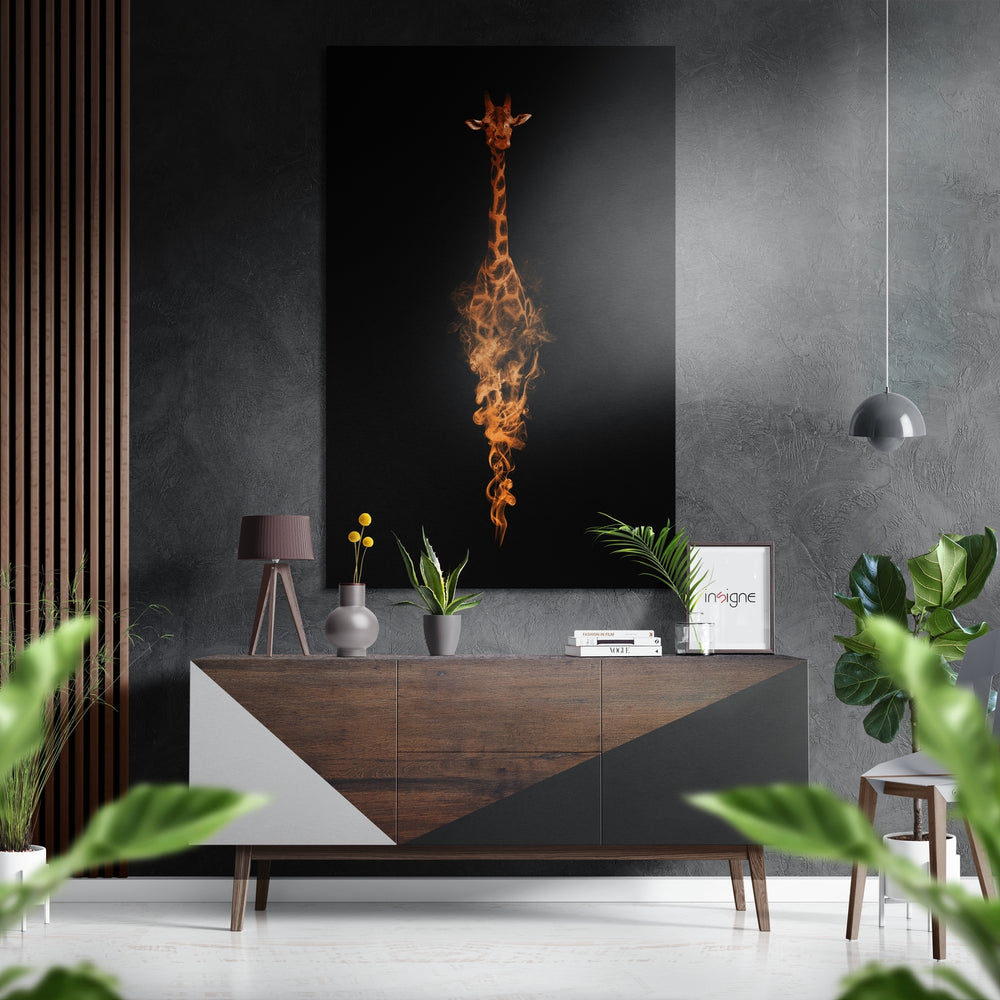 Giraffe Brushed Aluminium Dibond Wall Art.