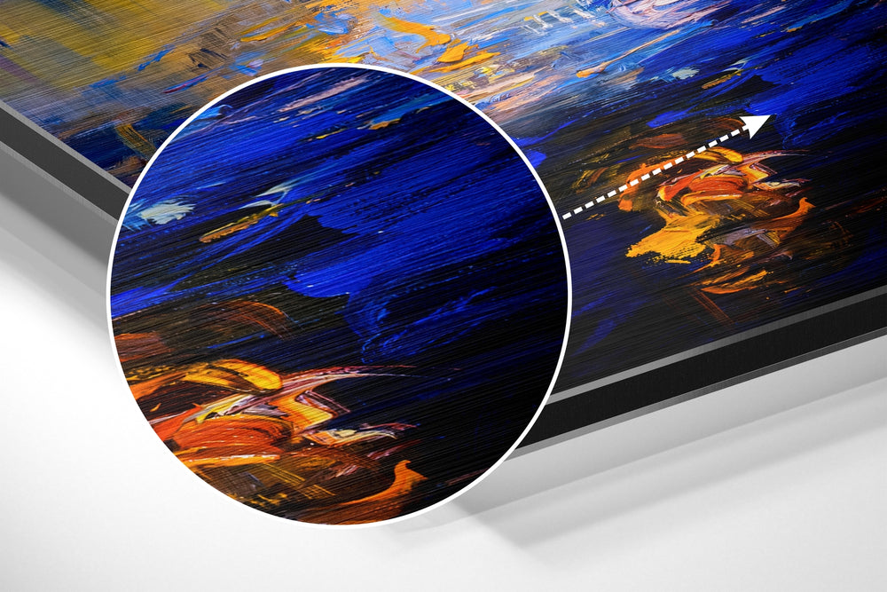 Painted Sunset Brushed Aluminium Dibond Wall Art.