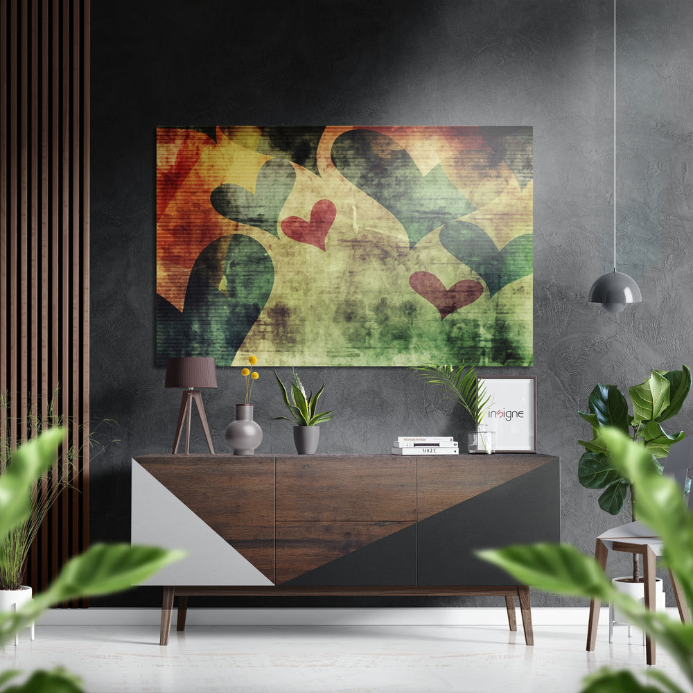 Hearts Brushed Aluminium Dibond Wall Art.
