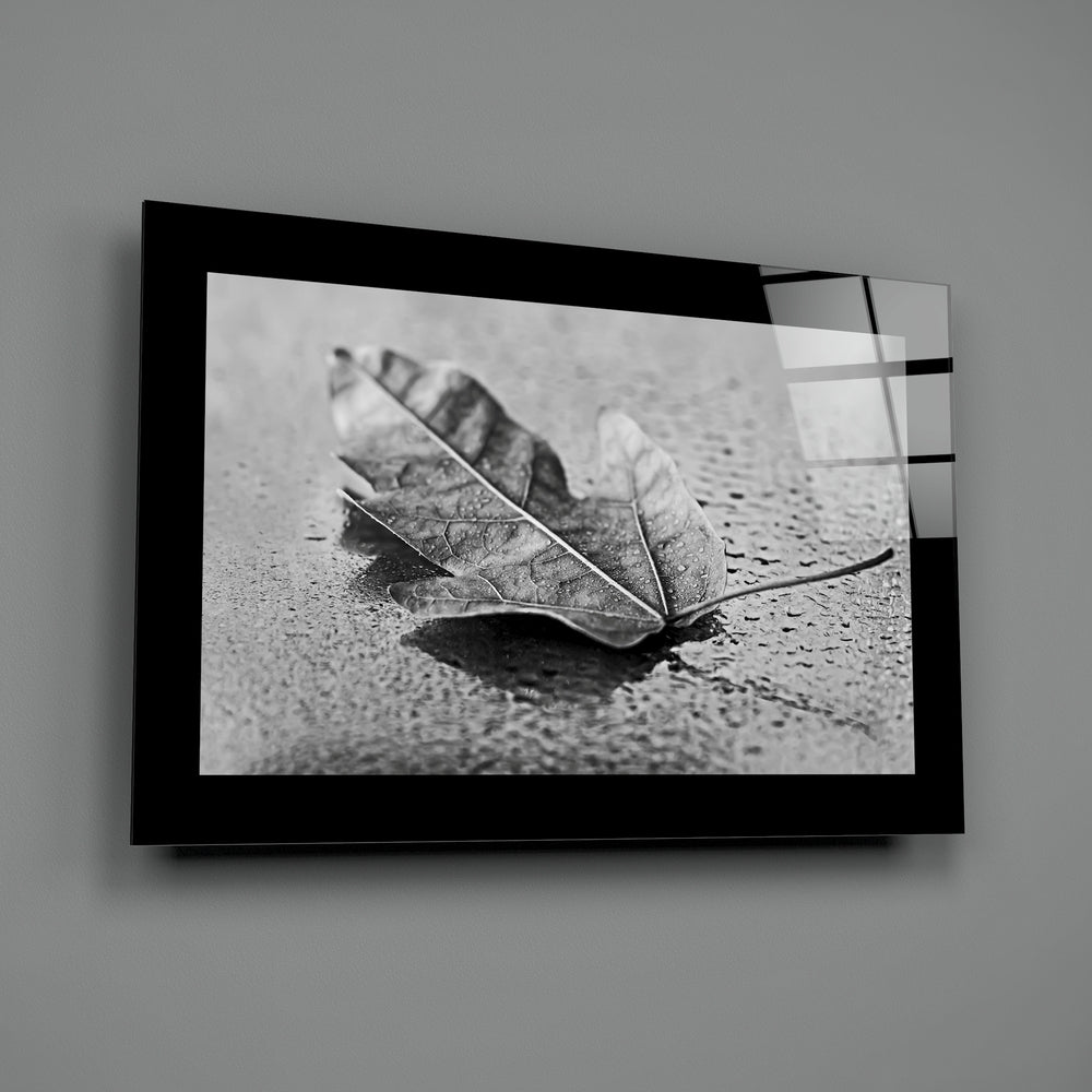 Editorial-photo panel bringing monochrome calm to a bedroom