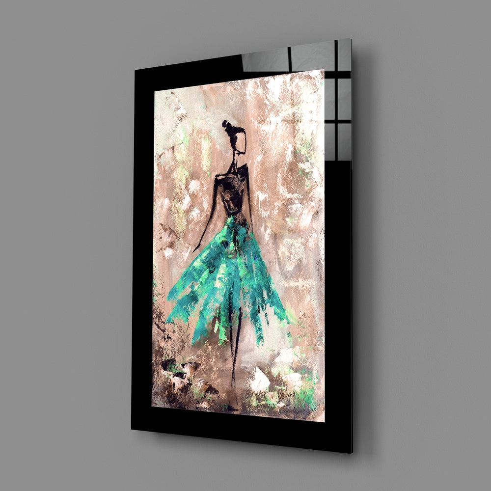Palette-knife panel bringing painterly poise to a powder room