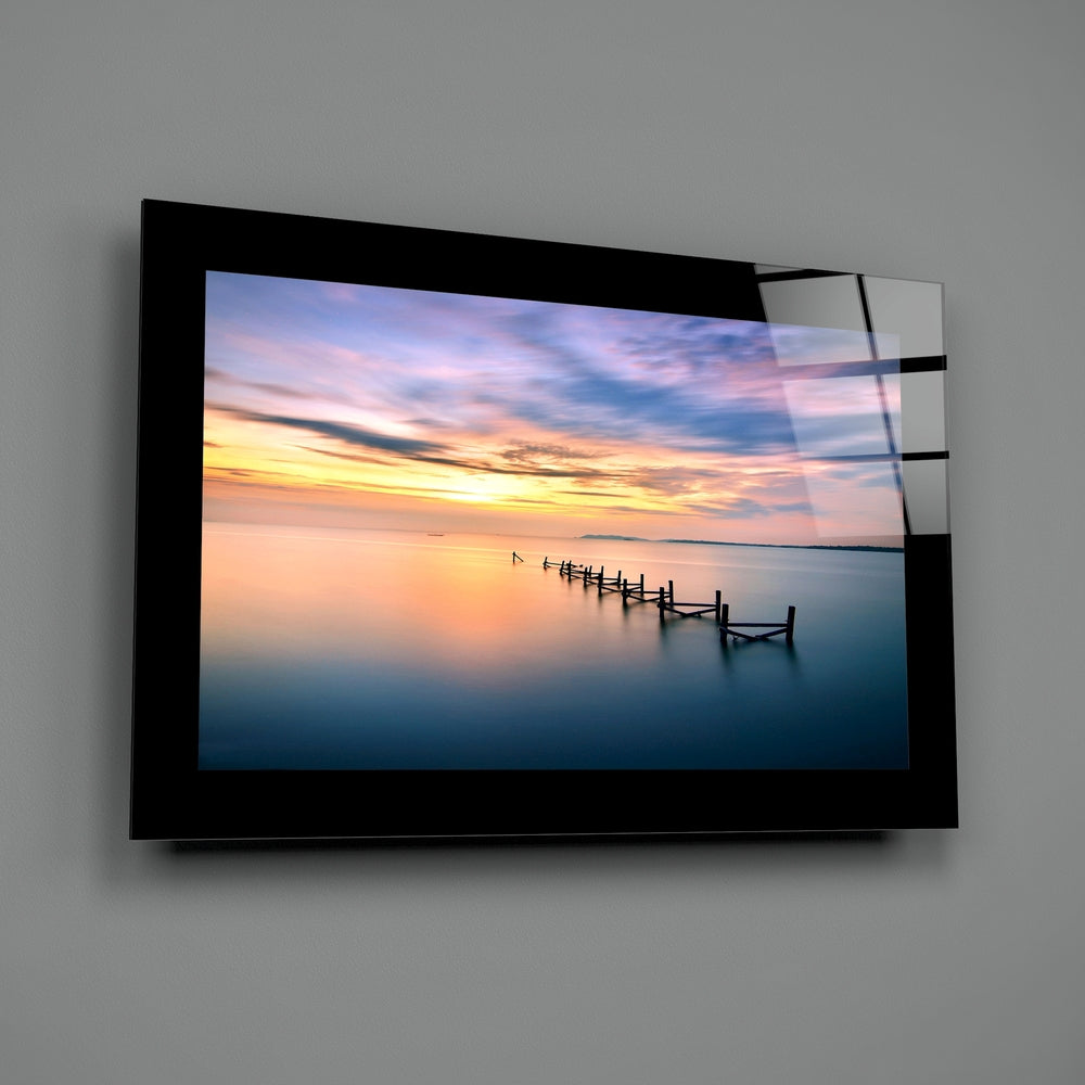 Long-exposure panel bringing pastel calm to a coastal cottage
