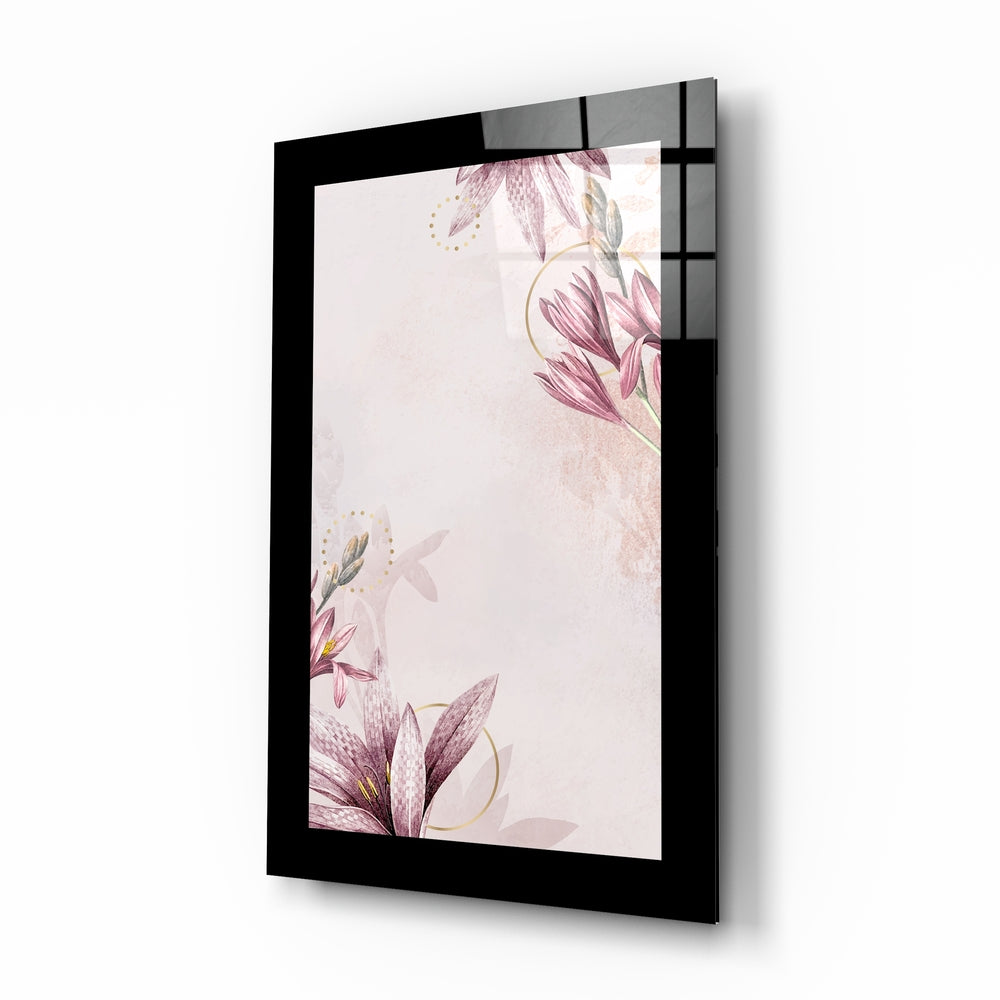 Pinky glass wall art displayed above a bed in a bedroom
