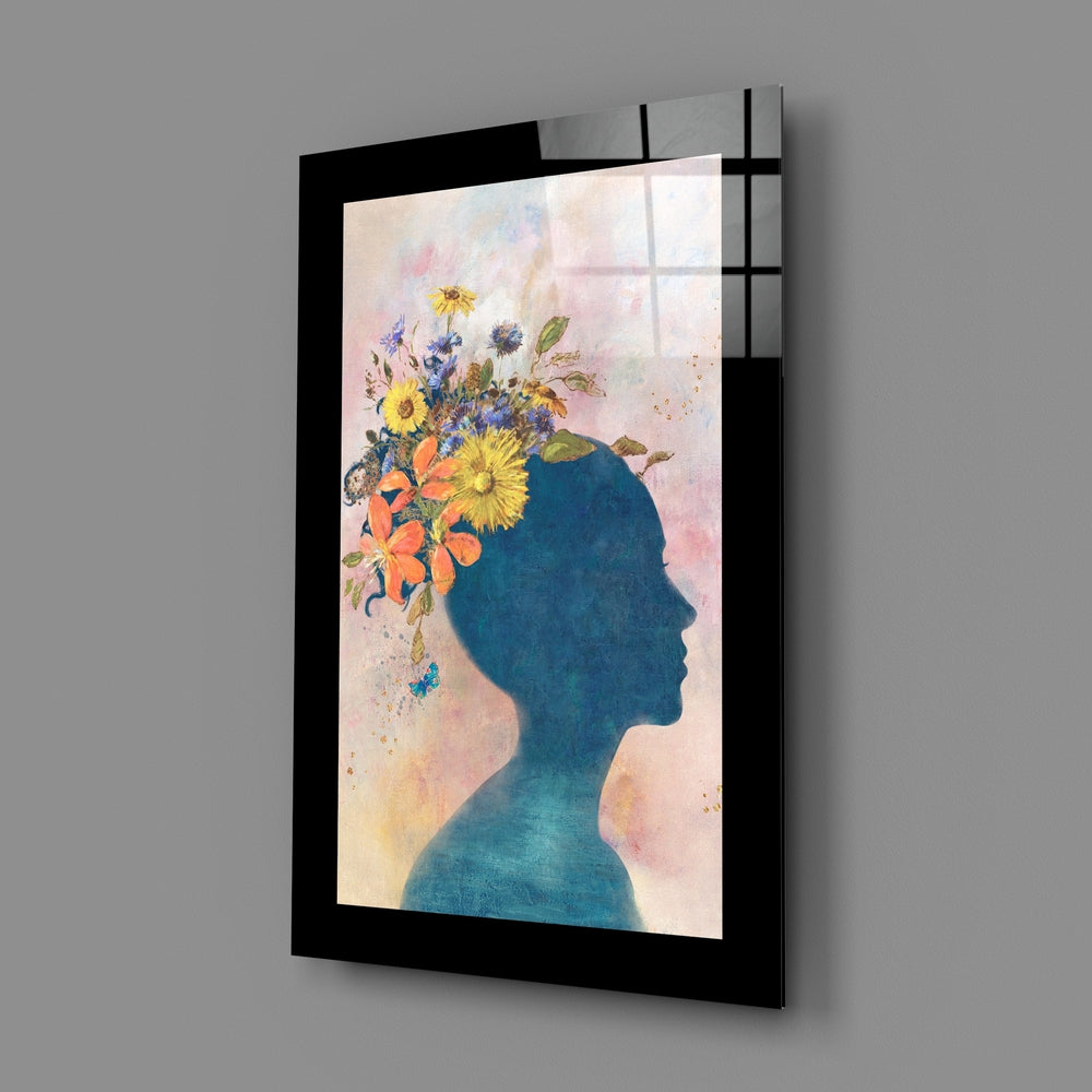 Painterly panel bringing romantic poise to a powder room