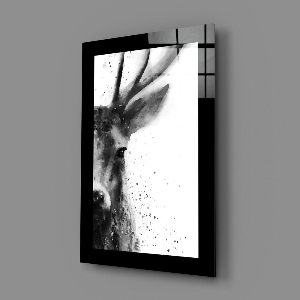 Minimal-watercolor panel bringing monochrome poise to a bedroom