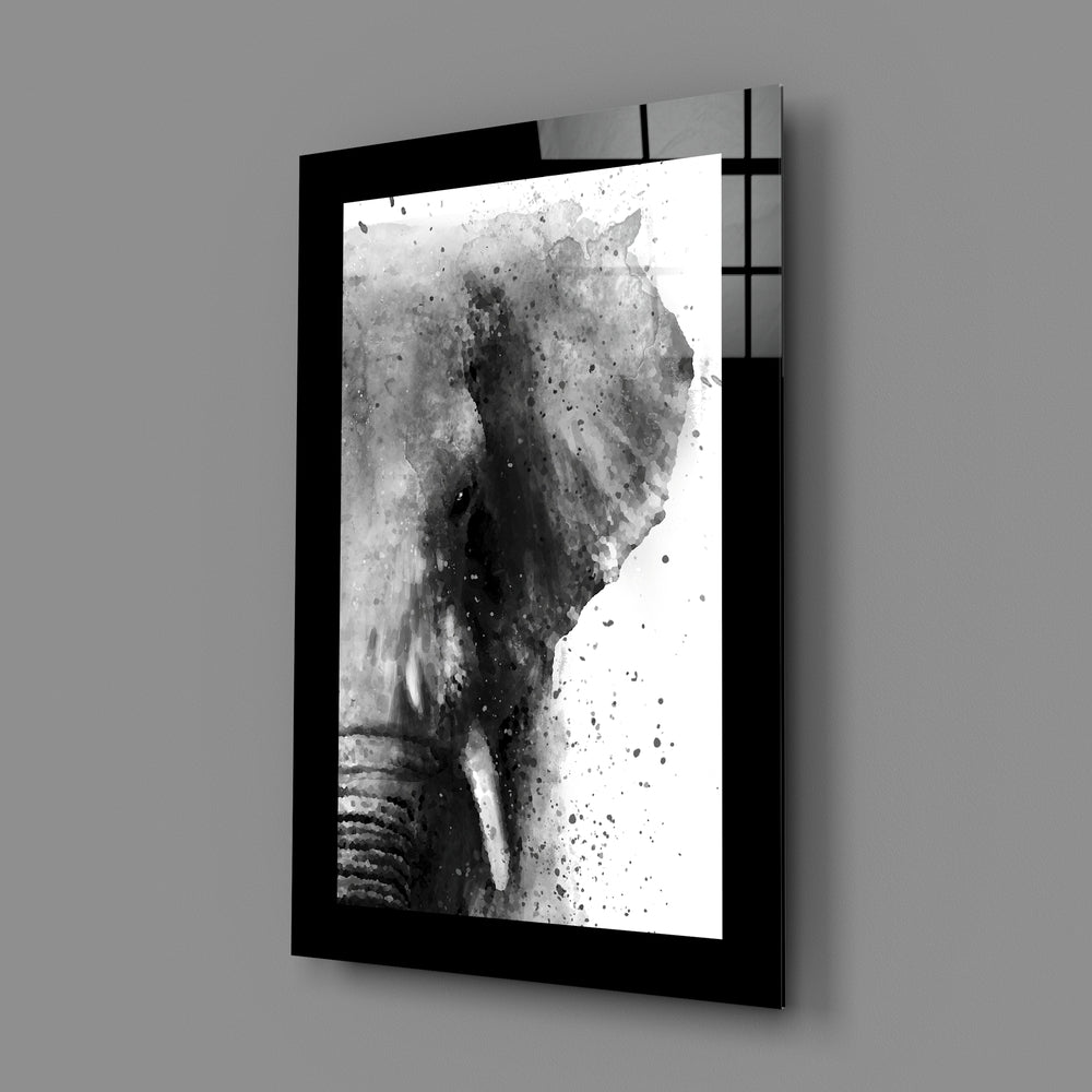 Minimal-watercolor panel bringing monochrome poise to a bedroom