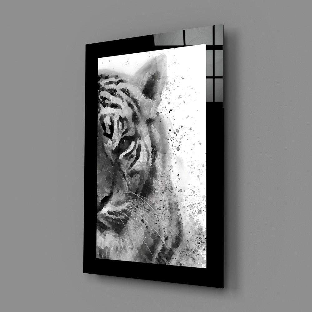 Minimal-watercolor panel bringing monochrome poise to a man cave