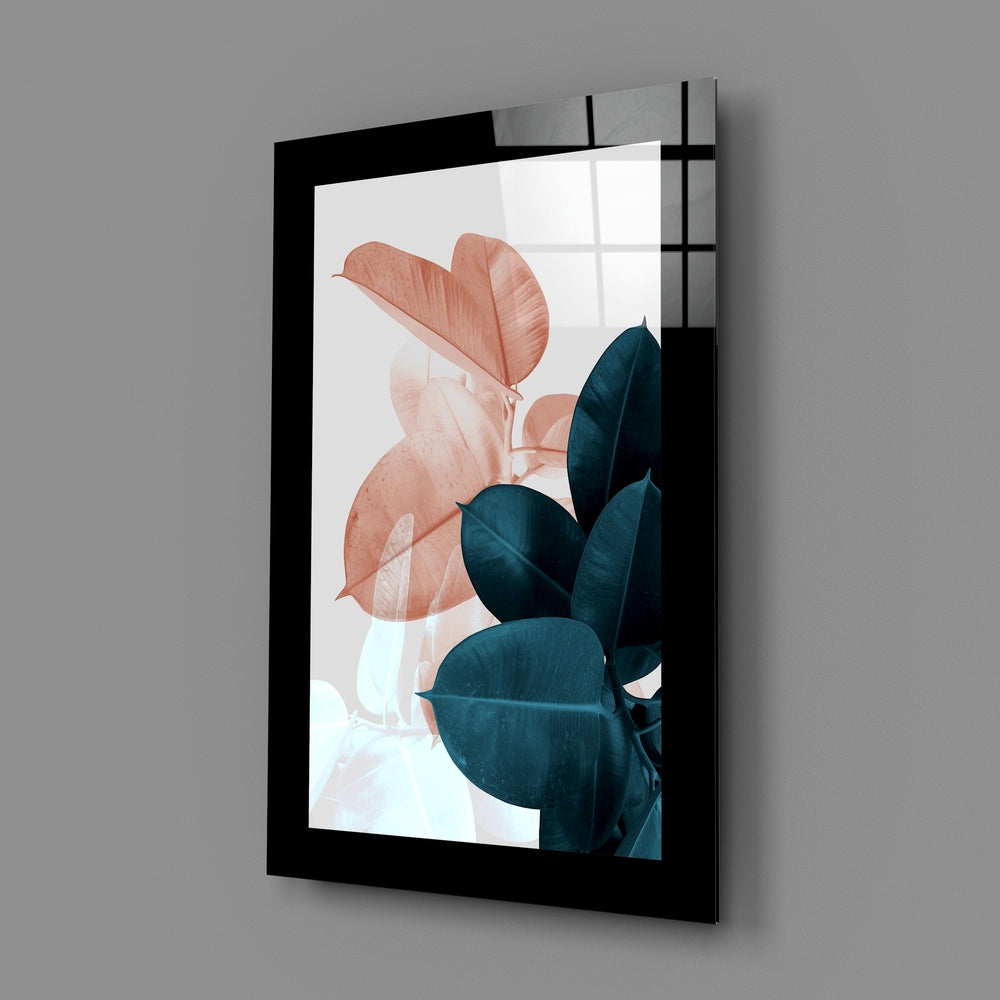 Editorial-photo panel bringing botanical calm to a powder room