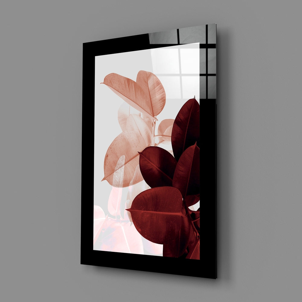 Editorial-photo panel bringing botanical warmth to a powder room