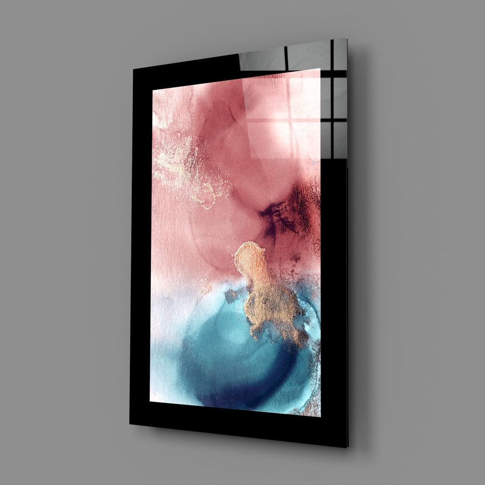 Fluid-art panel bringing luxe poise to a powder room