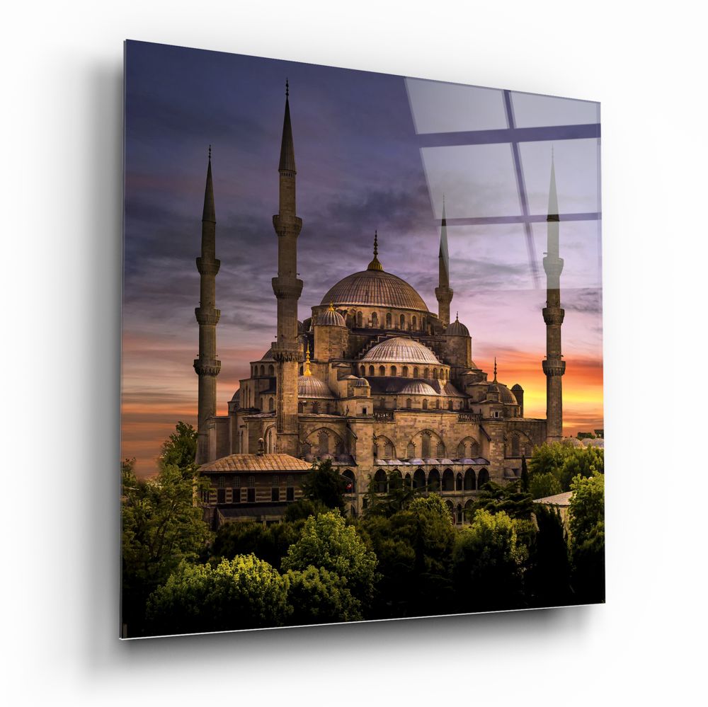 Blue Mosque Glass Wall Art.