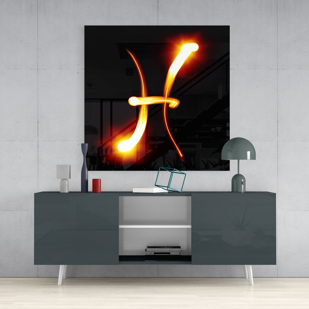 Horoscopes - Pisces Glass Wall Art.