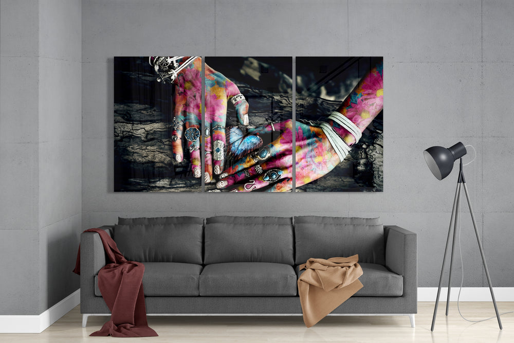 Hands Glass Wall Art.