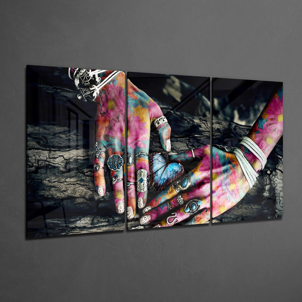 Hands Glass Wall Art.