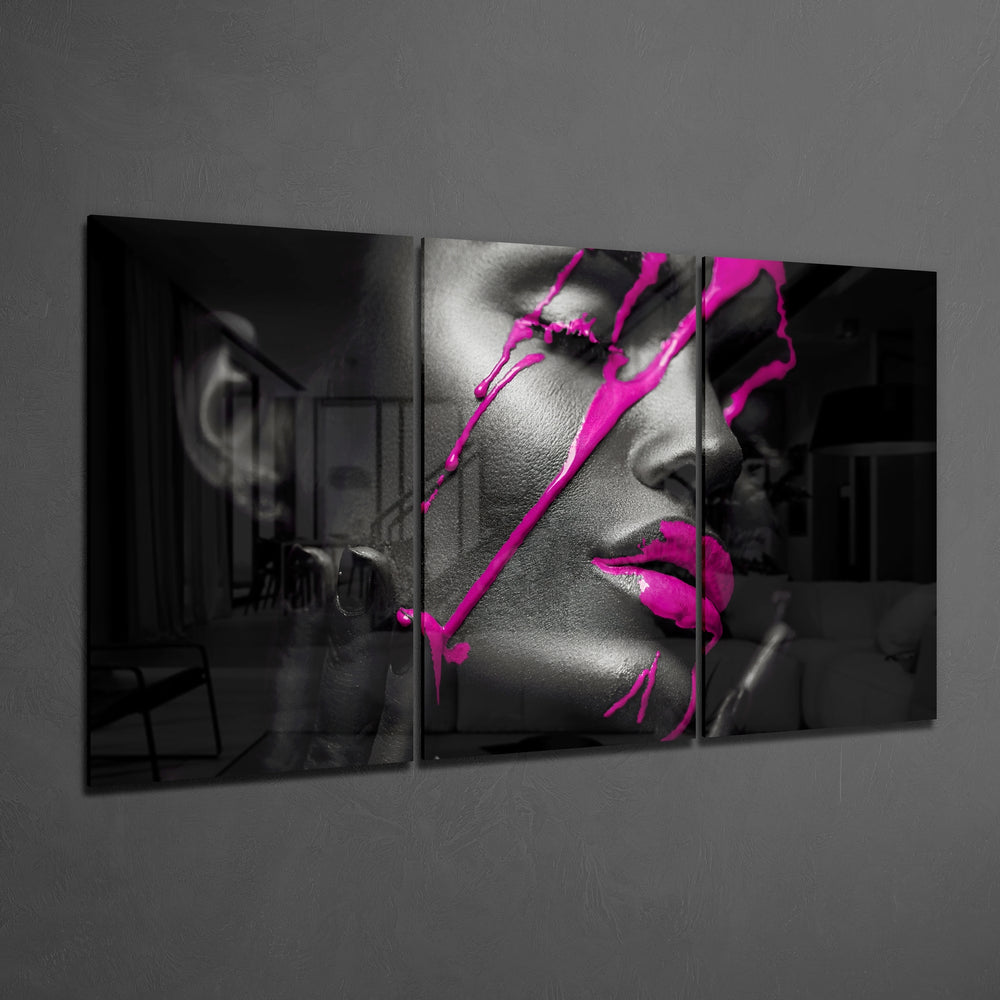 Pink Ink Glass Wall Art.