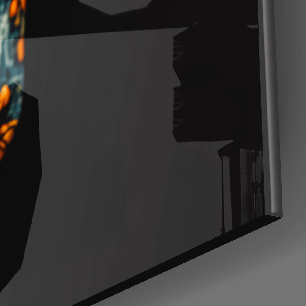 Flowery Skull Glass Wall Art || Designers Collection.