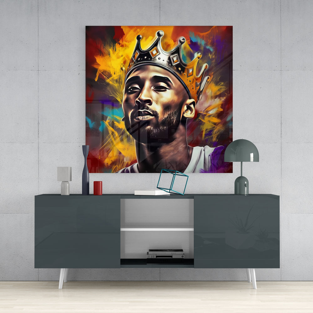 Basketball Court Legend Glass Wall Art || Designers Collection