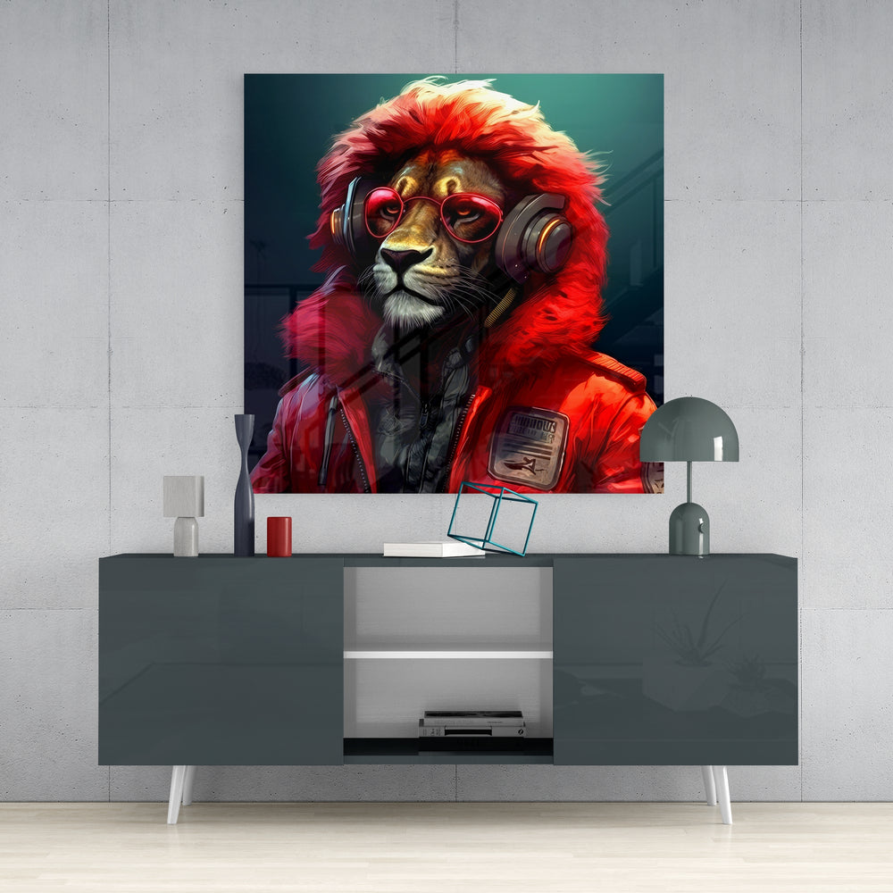 Hippie Lion Glass Wall Art || Designers Collection.