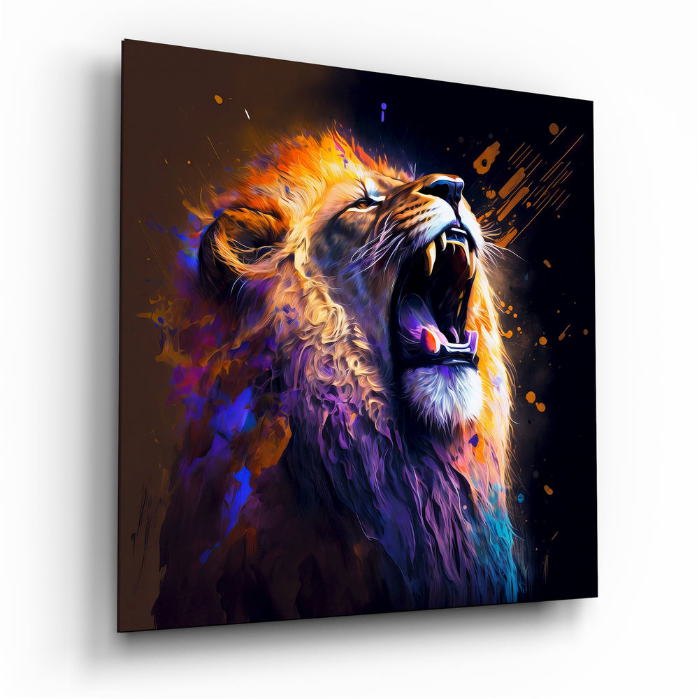 Roaring Lion Glass Wall Art || Designers Collection.