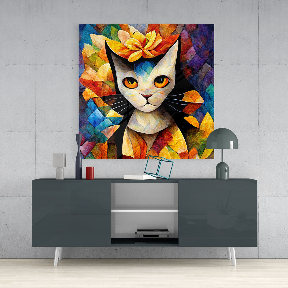 Amigucat Glass Wall Art || Designers Collection.