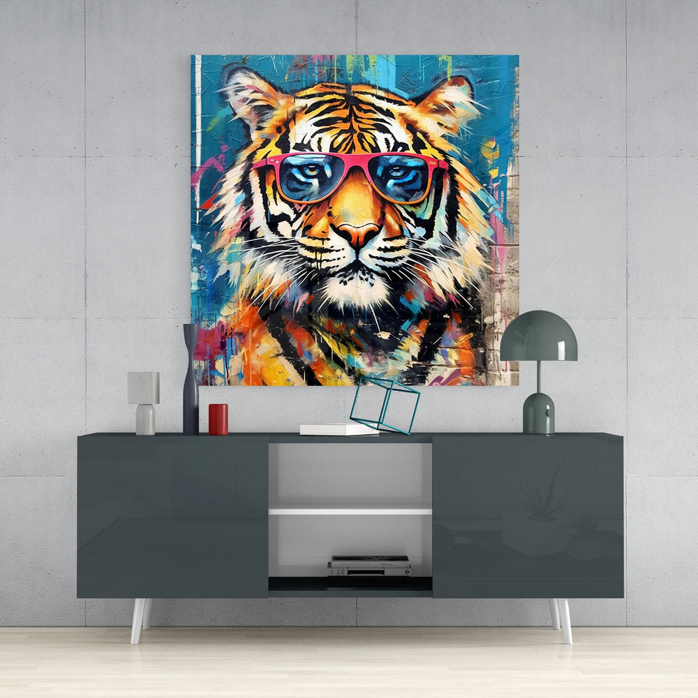 Cool Tiger Glass Wall Art.