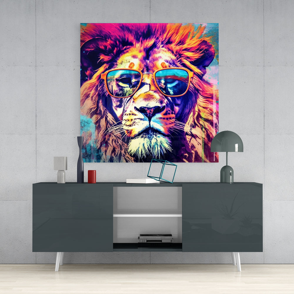 Cool Lion Glass Wall Art.