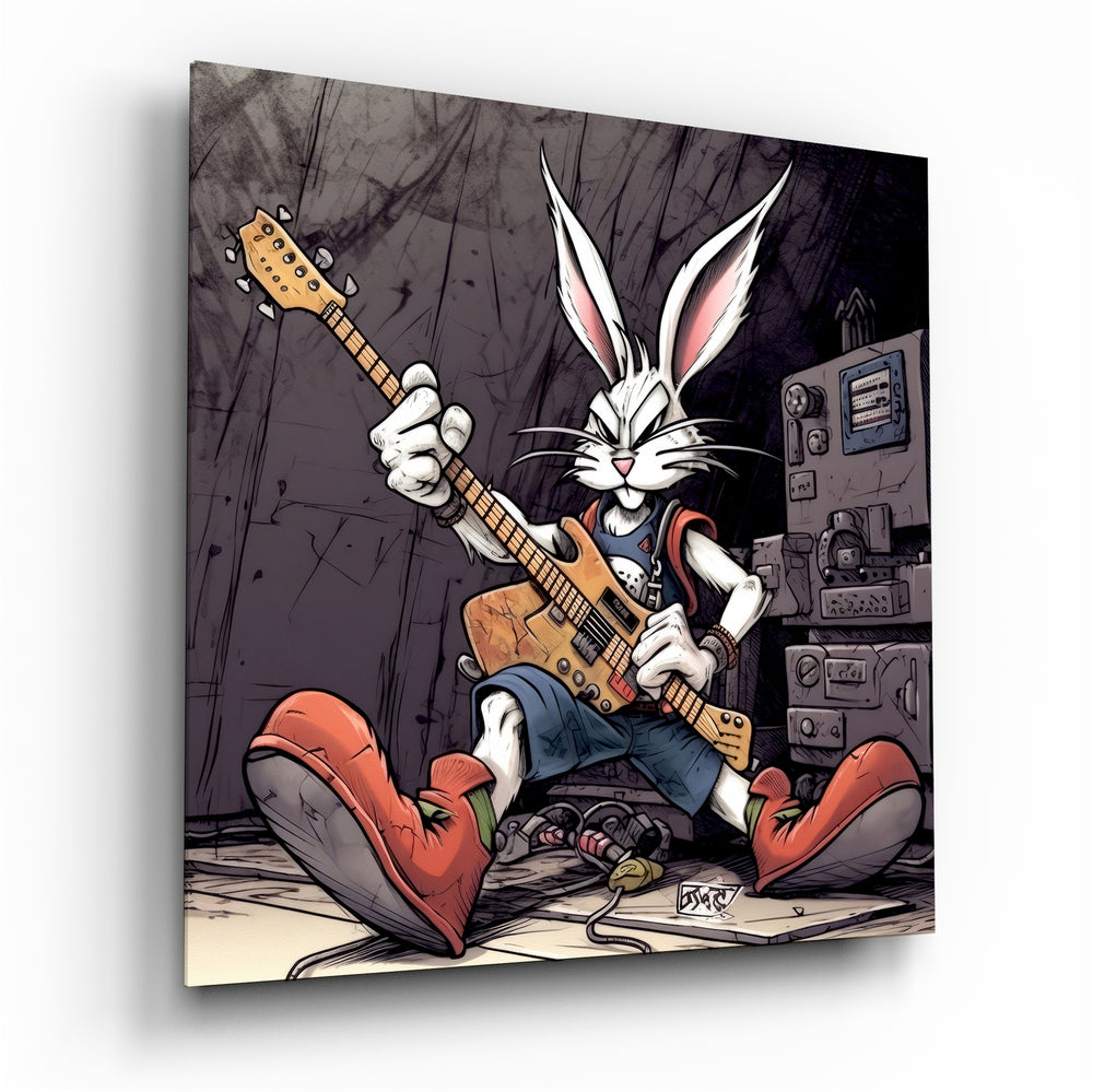 Rocker Rabbit Glass Wall Art.