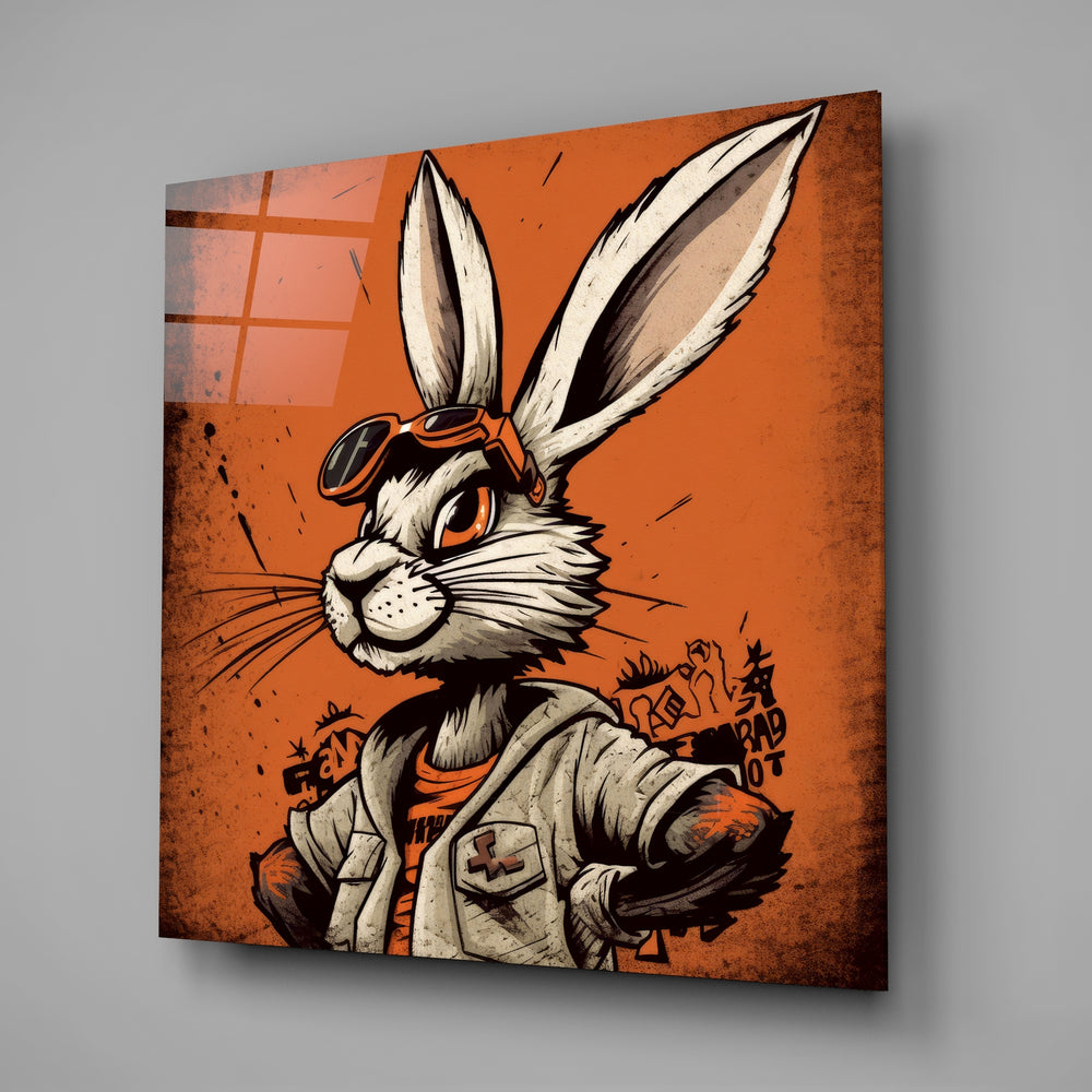 Cool Rabbit Glass Wall Art.