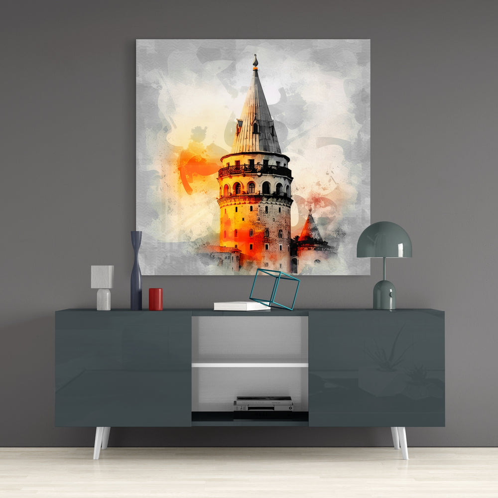 Galata Tower Glass Wall Art.