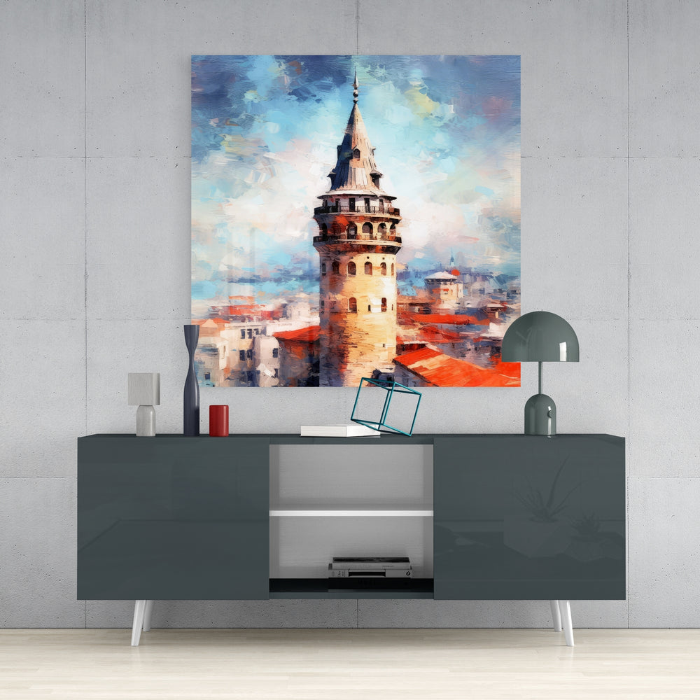 Galata Tower Glass Wall Art.