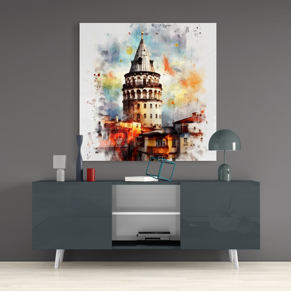 Galata Tower Glass Wall Art.