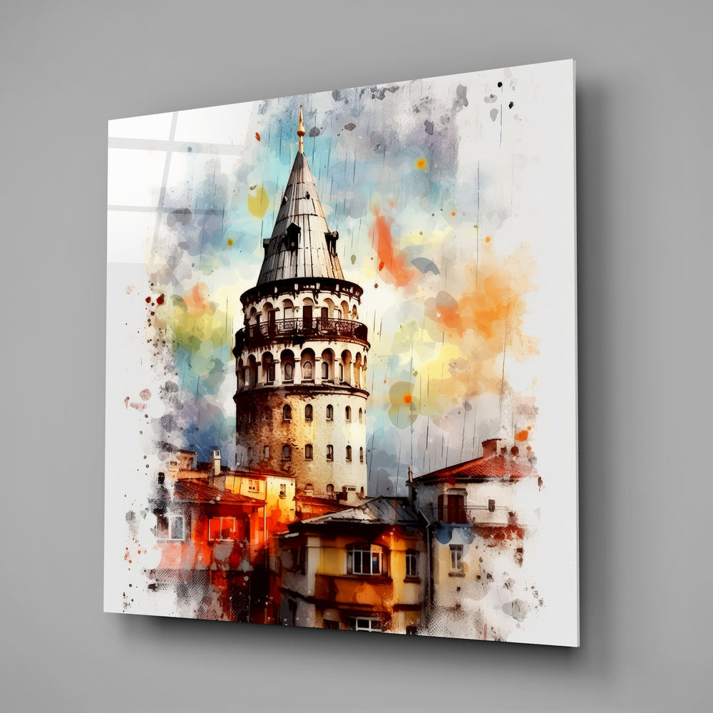 Galata Tower Glass Wall Art.