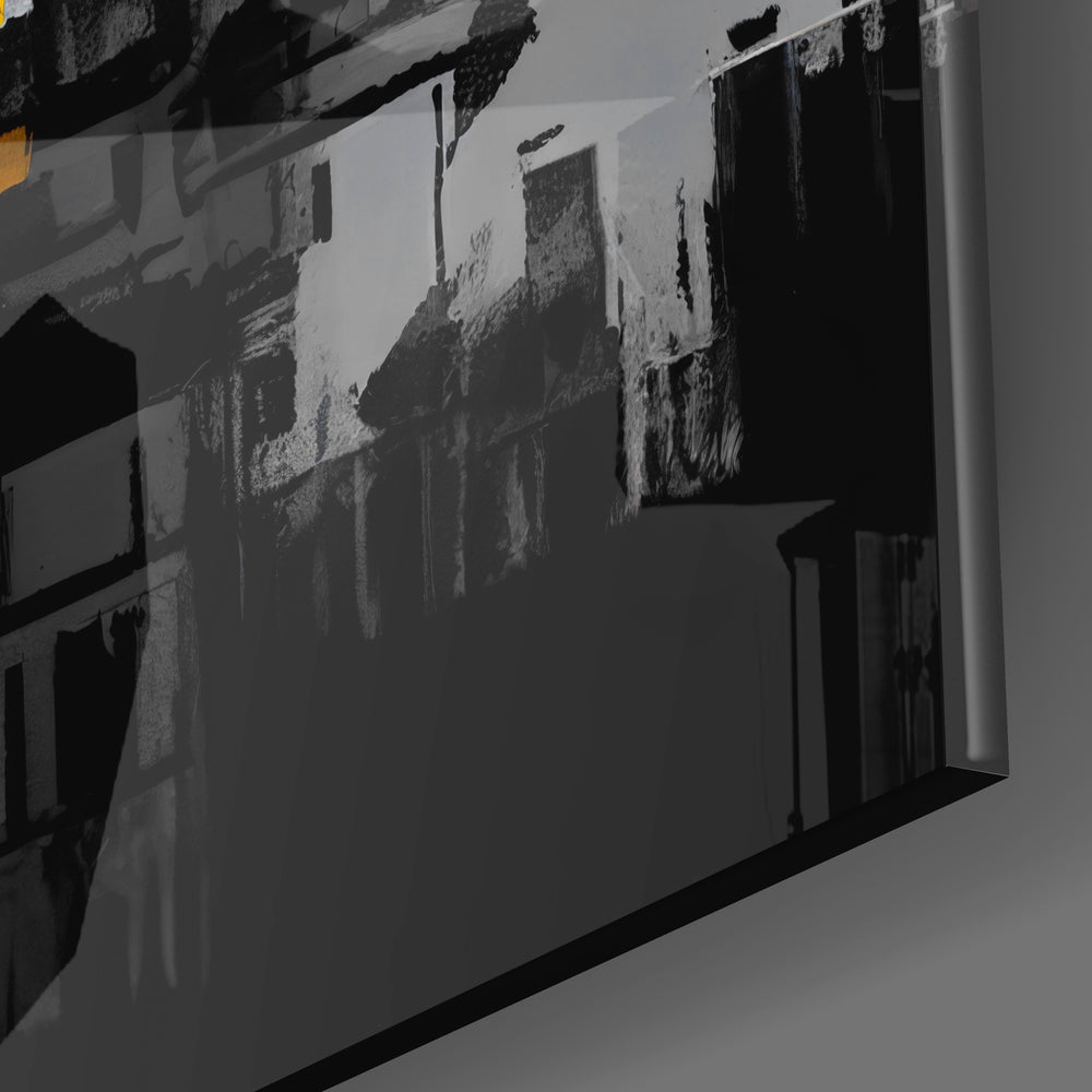 Gray City With Light Glass Wall Art.
