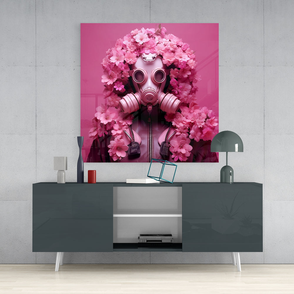 Flower Mask Glass Wall Art.