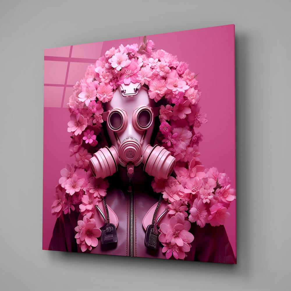 Flower Mask Glass Wall Art.