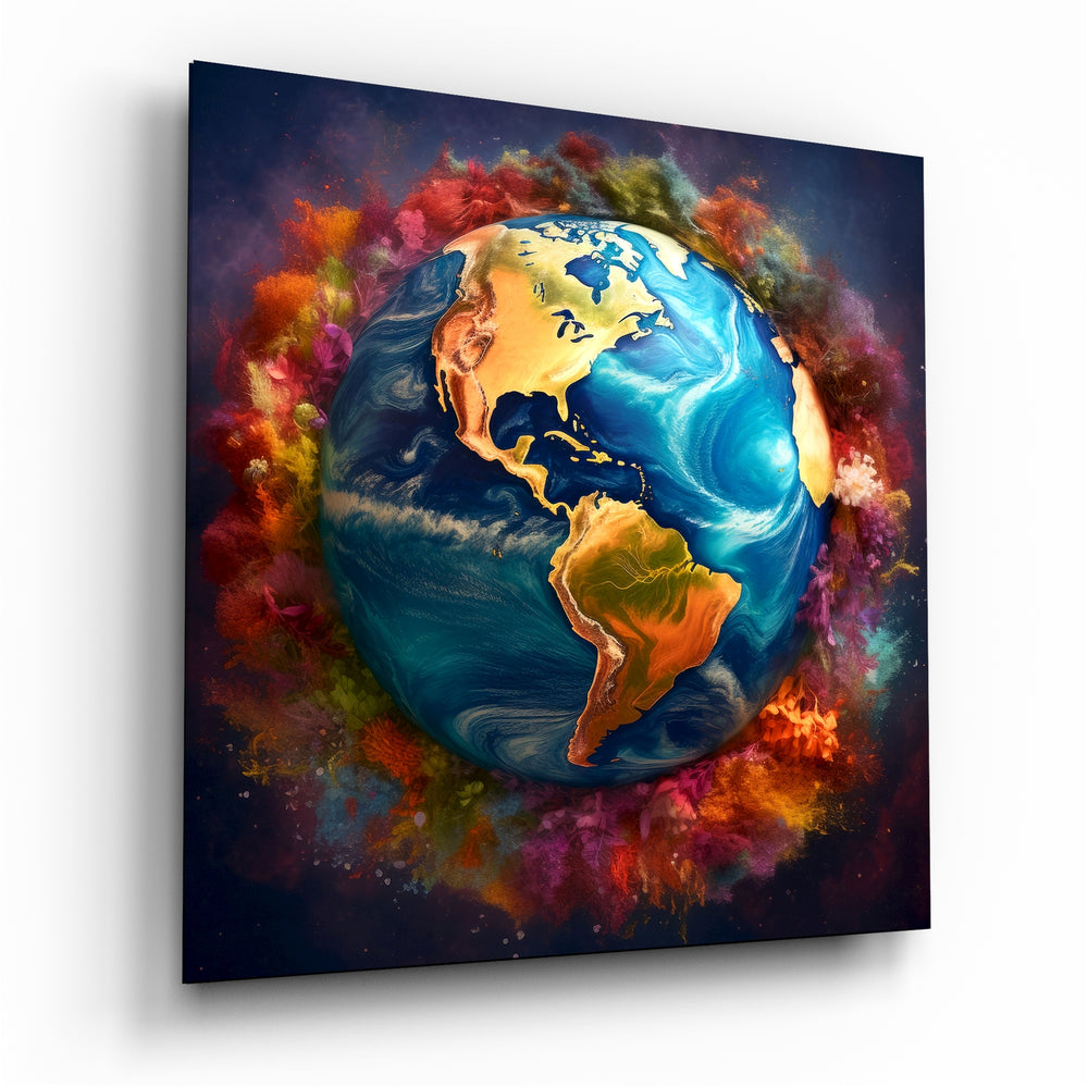 Color Explosions On Earth Glass Wall Art|| Designer's Collection.