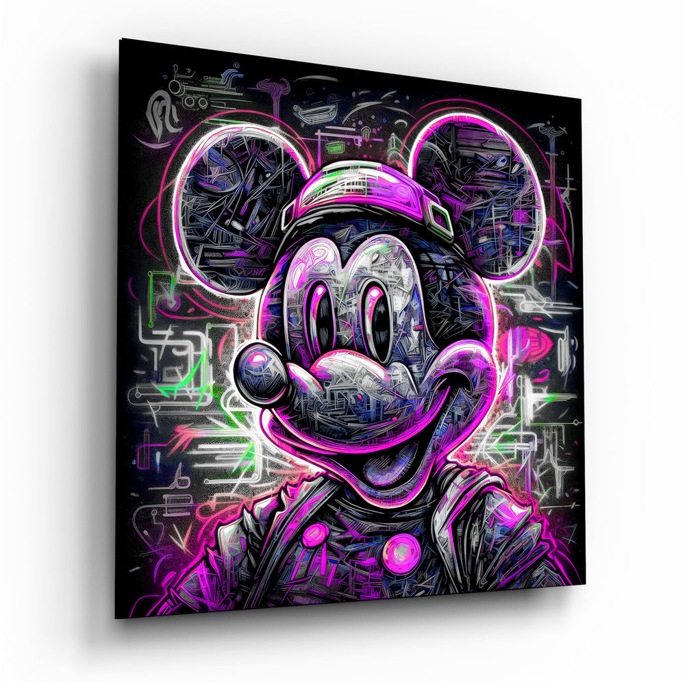 Neon Mickey Glass Wall Art|| Designer's Collection.