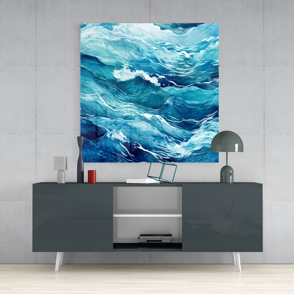 Waves Glass Wall Art|| Designer's Collection.