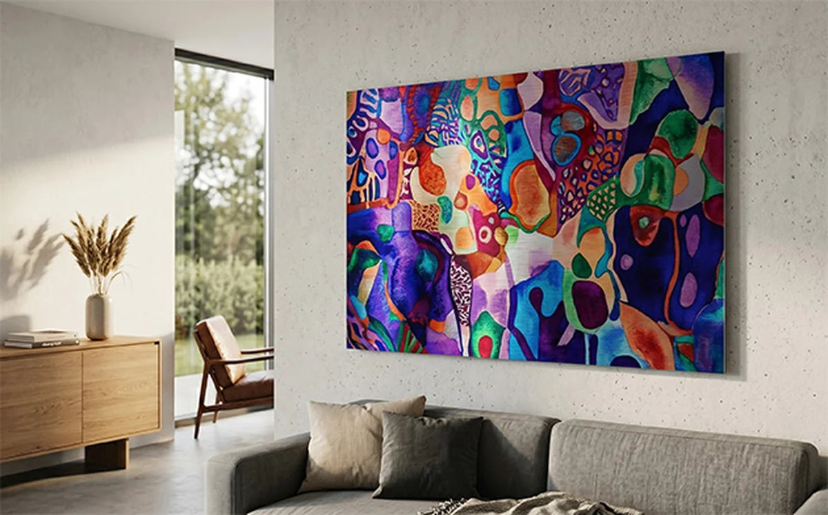 Brushed aluminium dibond wall art in modern room
