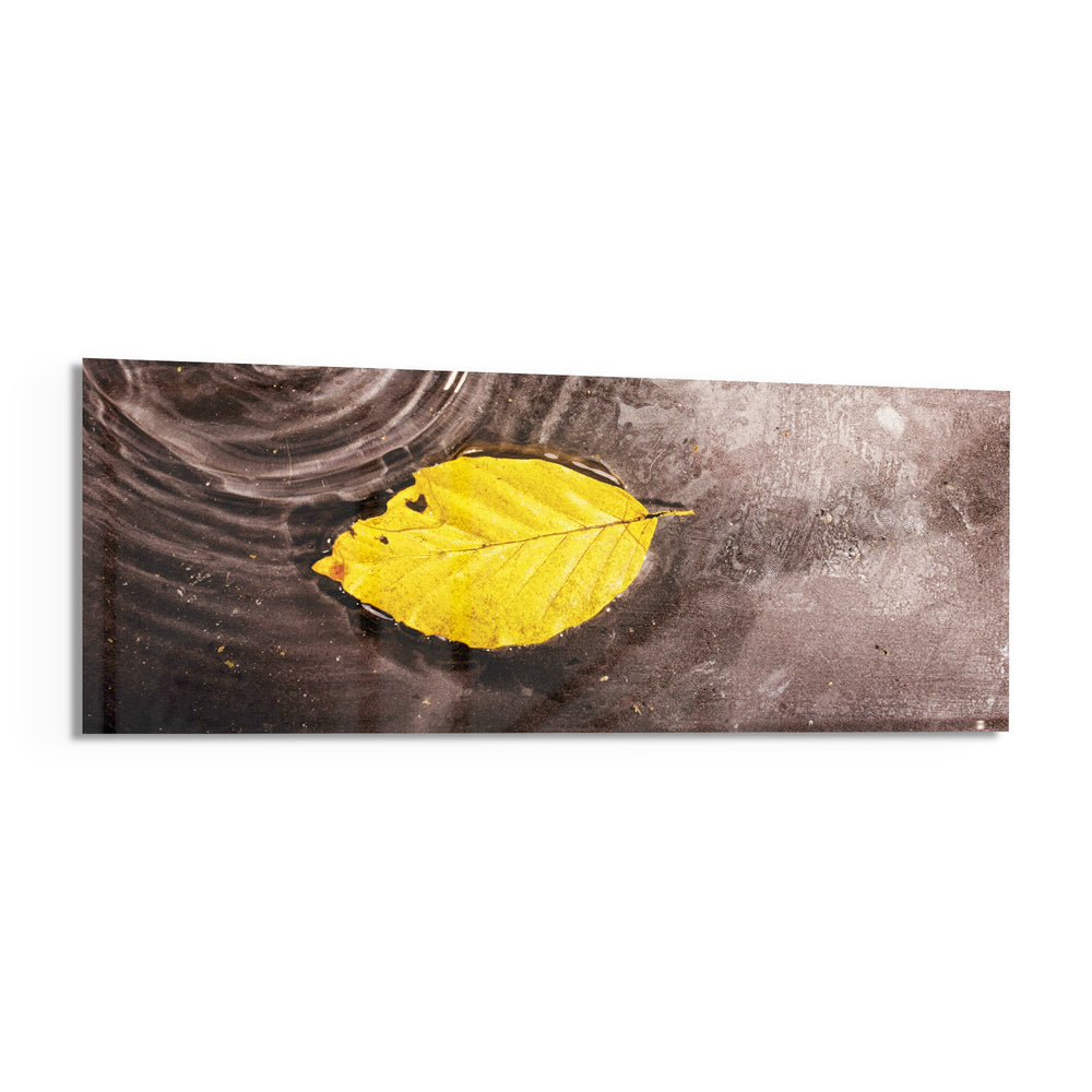 Yellow Leaf Glass Wall Art (36"x14") lifestyle preview F
