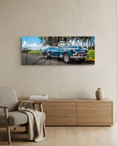 Classic Car Glass Wall Art (36"x14") lifestyle preview A