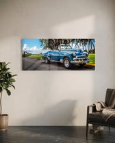 Classic Car Glass Wall Art (36"x14") lifestyle preview C