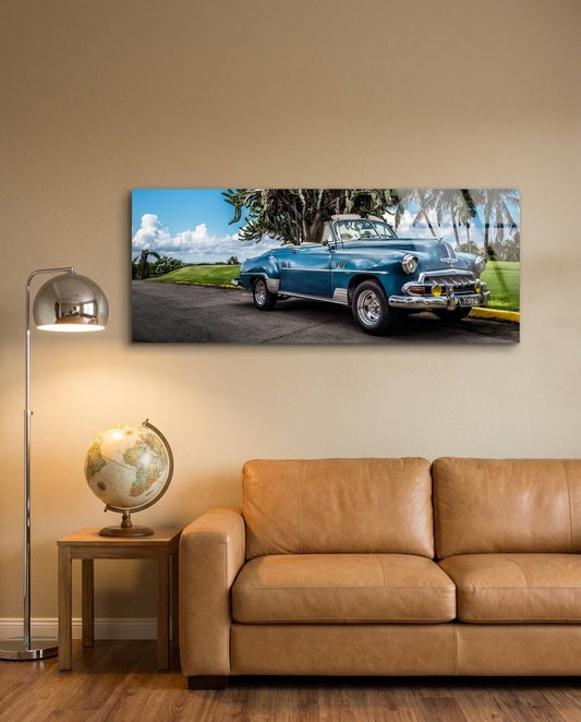 Classic Car Glass Wall Art (36"x14")
