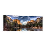Golden Granite Cliffs River Valley Glass Wall Art lifestyle preview F