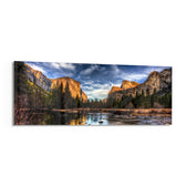 Golden Granite Cliffs River Valley Glass Wall Art lifestyle preview F