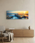 Mossy Rocks Sunrise Sea Glass Wall Art lifestyle preview A